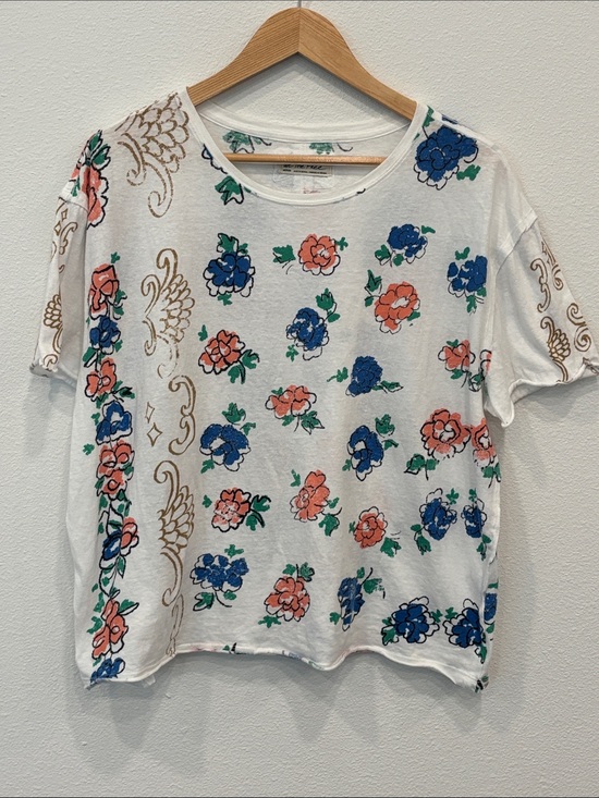 We The Free Tops - Free People We The Free Women’s White Floral Short-Sleeve Tee Size M